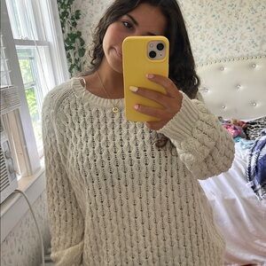 H&M Cream Crew Neck Sweater Chunky Knit Oversized